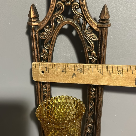 Vintage Dart Coppercraft MCM 70’s wall sconces amber glass votive candle holders - Picture 7 of 15